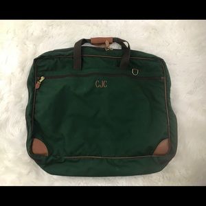 L L Bean Green Canvas Travel Luggage Suitcase Vtg